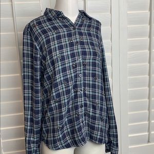 Halogen plaid embellished button down size small
